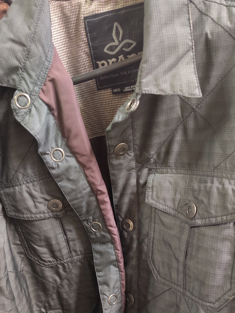 Prana Quilted Snap-Front Field Jacket in Gray